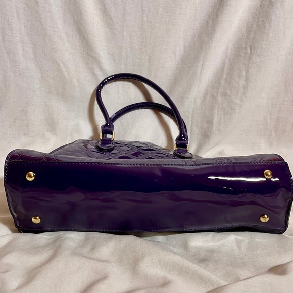 Moda Patent Faux Leather Purse-like Handbag - Deep Purple LDFK2712 - Picture 5 of 15